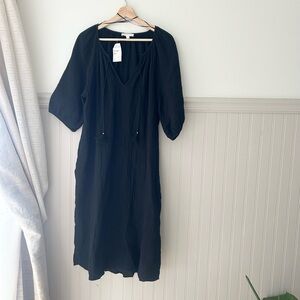 ⭐️ NEW Socialite Large Black Midi Dress with Pockets 100% Cotton